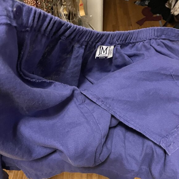 JM Collection Womans Blue Breathable and Cool 100% Linen Faux Wrap Skirt Size 2X - Picture 6 of 6